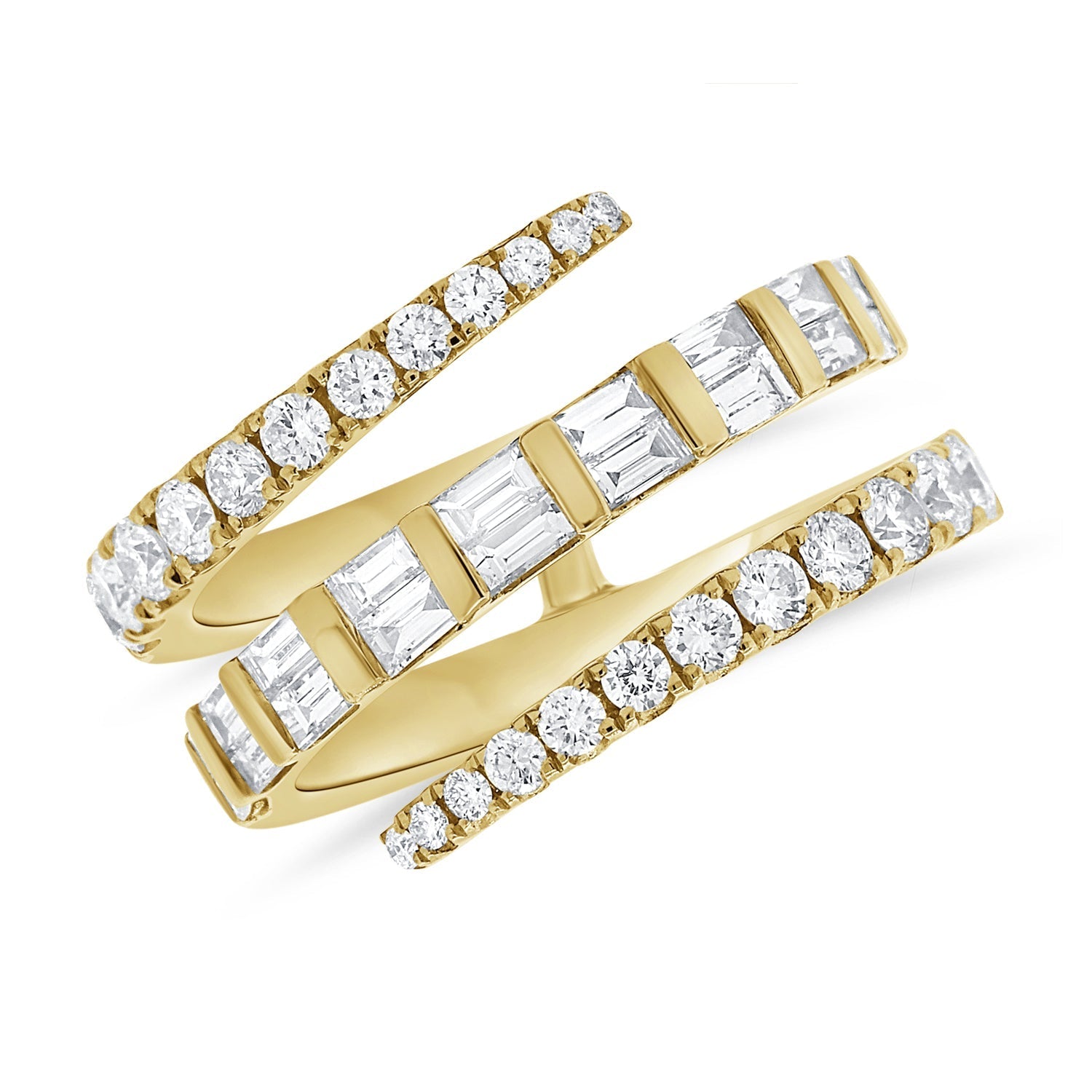 14K Gold Diamond Baguette Wrap Ring