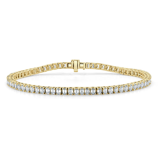 14k Gold & Emerald-Cut Diamond Tennis Bracelet