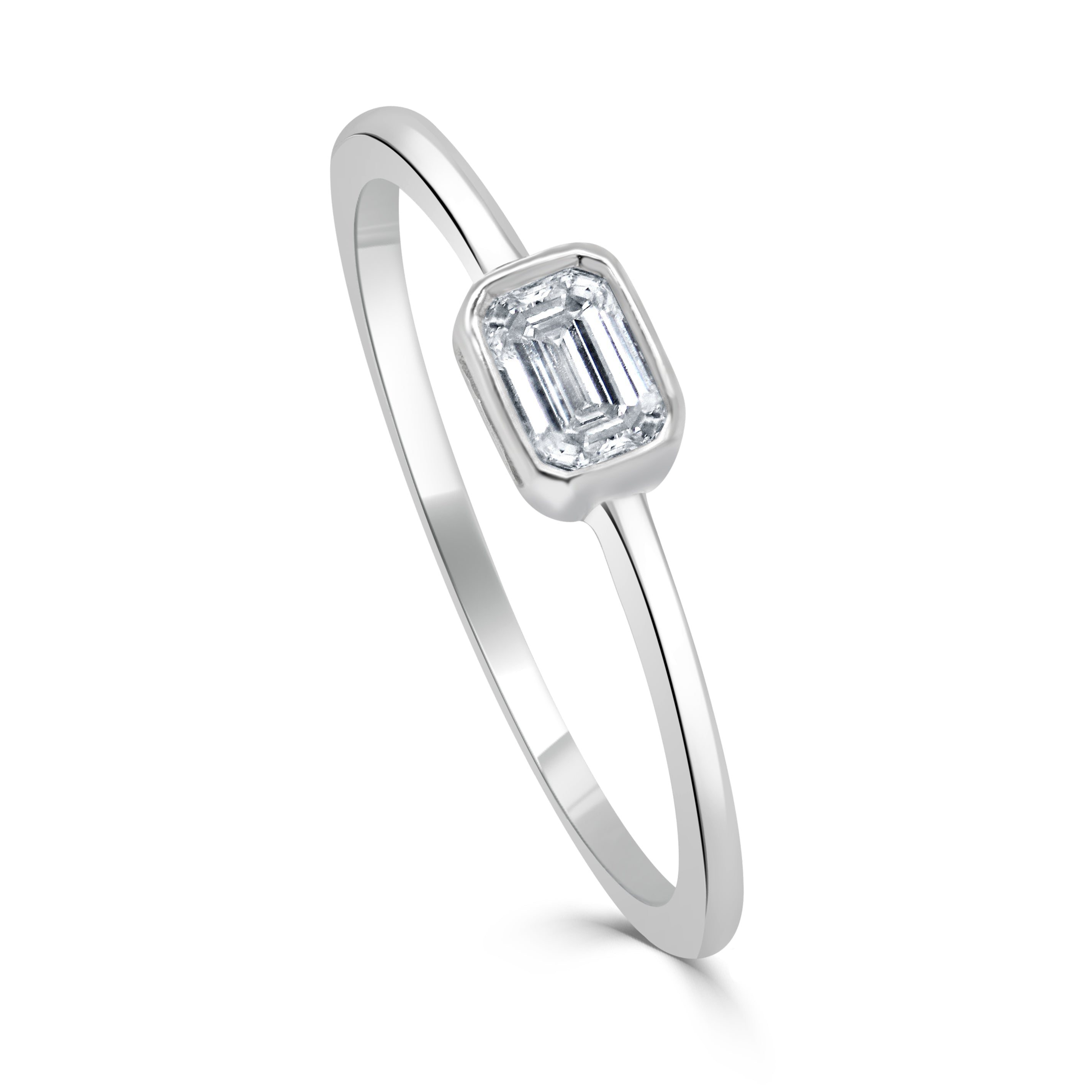 14K Gold & Emerald-Cut Diamond Ring