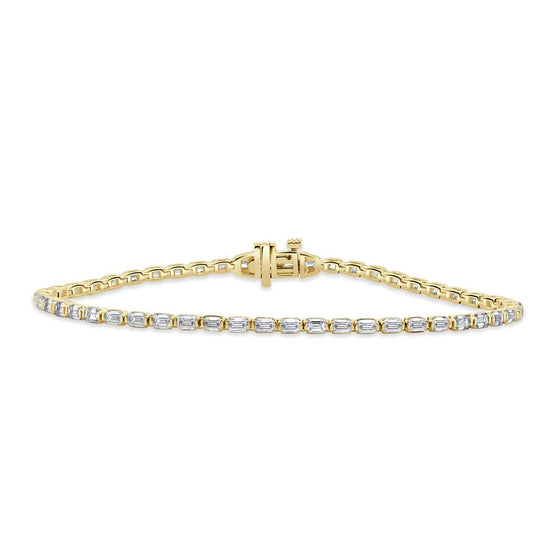 14K Gold & Emerald Cut Diamond Tennis Bracelet