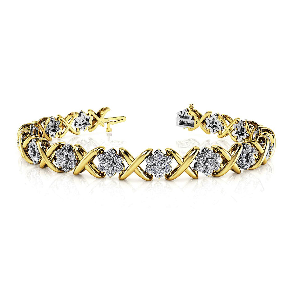 Stylized X Flower Diamond Bracelet