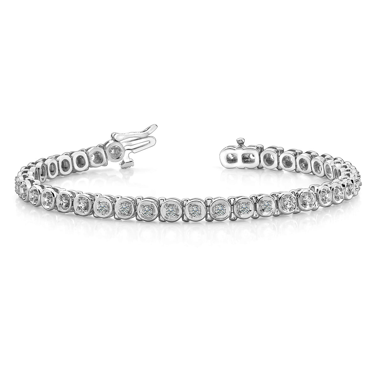 Circle Link Diamond Tennis Bracelet