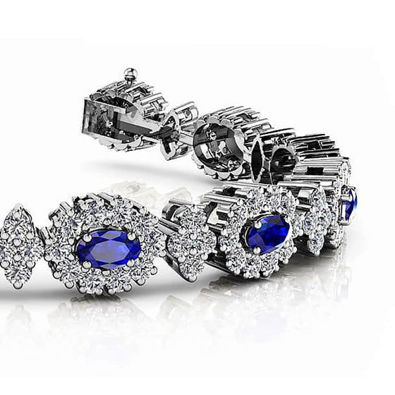 Oval Diamond And Gemstone Link Bracelet