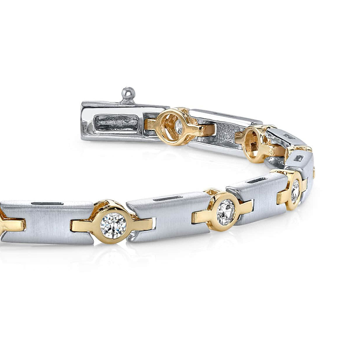 Solid H Link Diamond Bracelet 