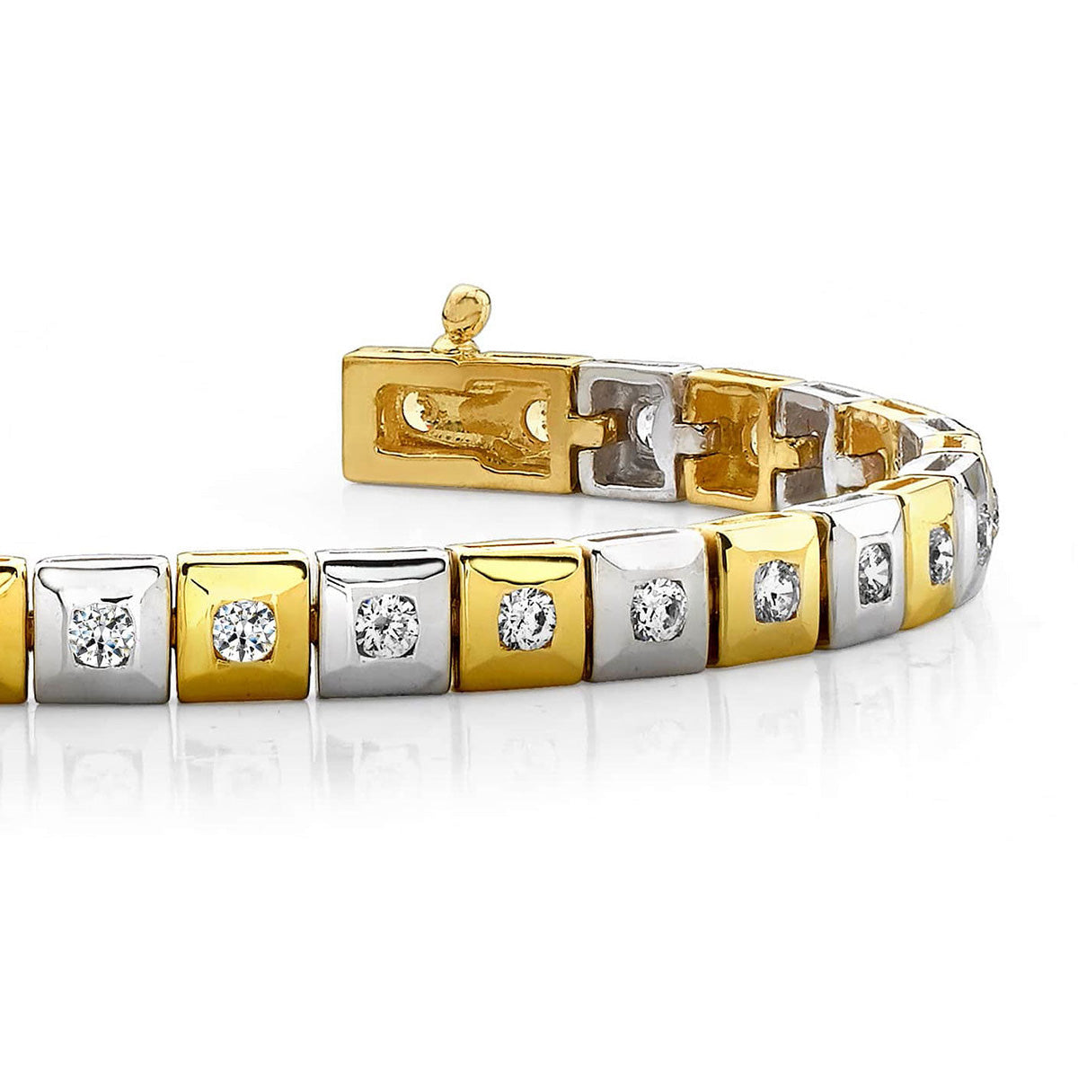 Bezel Set Square Link Diamond Bracelet