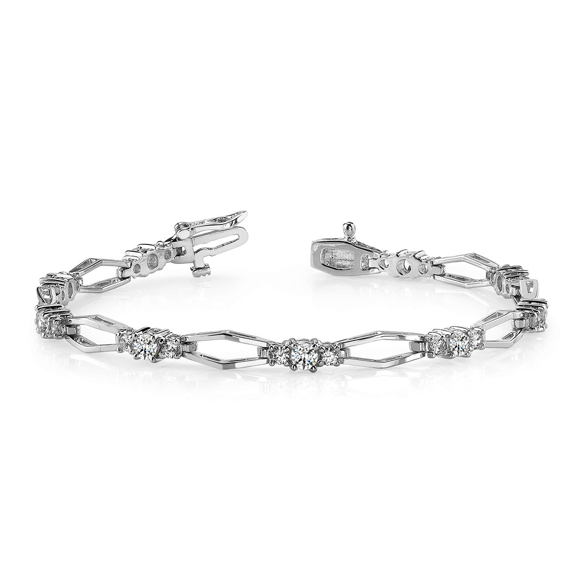 Hexagon Link And Diamond Bracelet