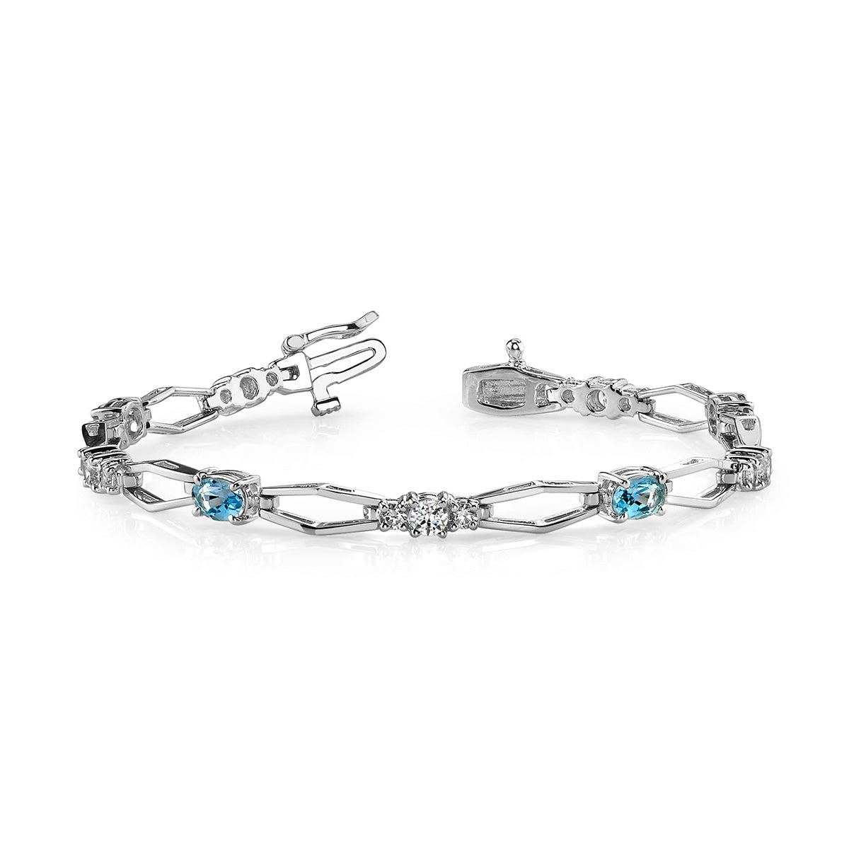 Hexagon Link Gemstone And Diamond Bracelet