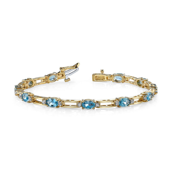 Gemstone And Bar Link Diamond Bracelet