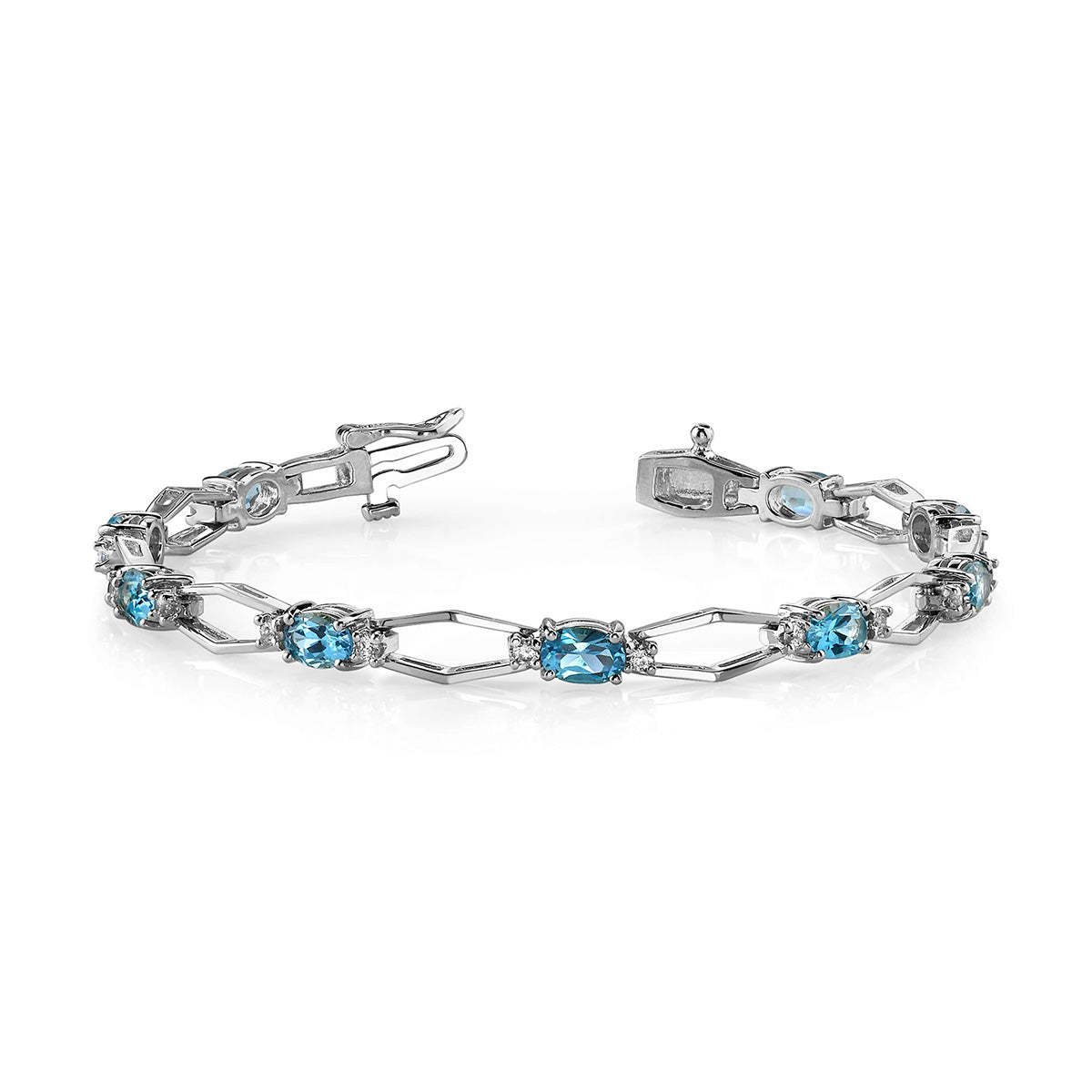 Gemstone And Hexagon Link Diamond Bracelet