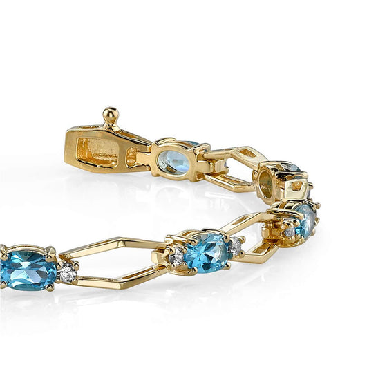 Gemstone And Hexagon Link Diamond Bracelet