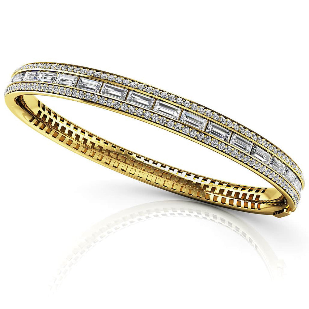 Dazzling Baguette And Round Diamond Bangle