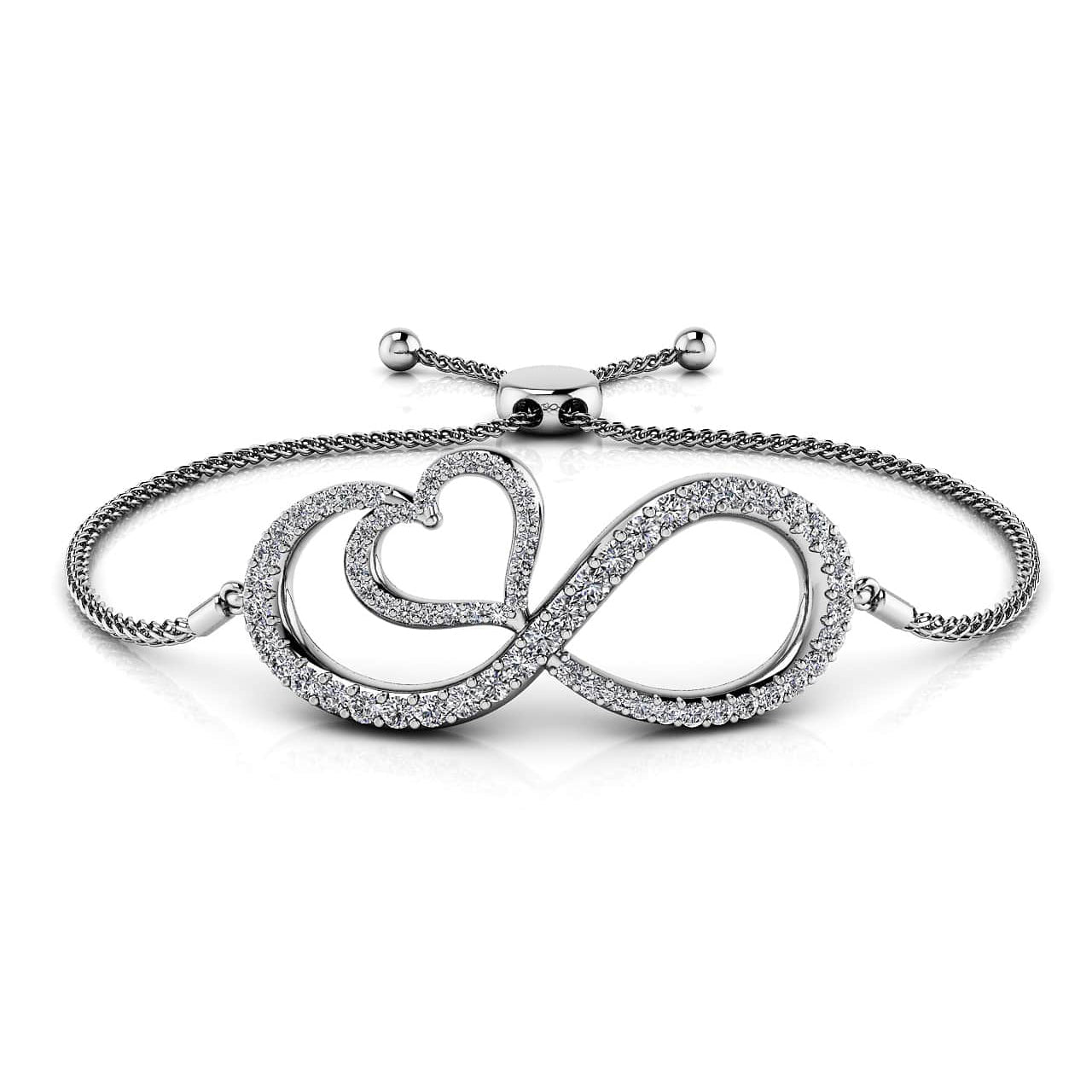 Infinite Love Diamond Heart Adjustable Bracelet