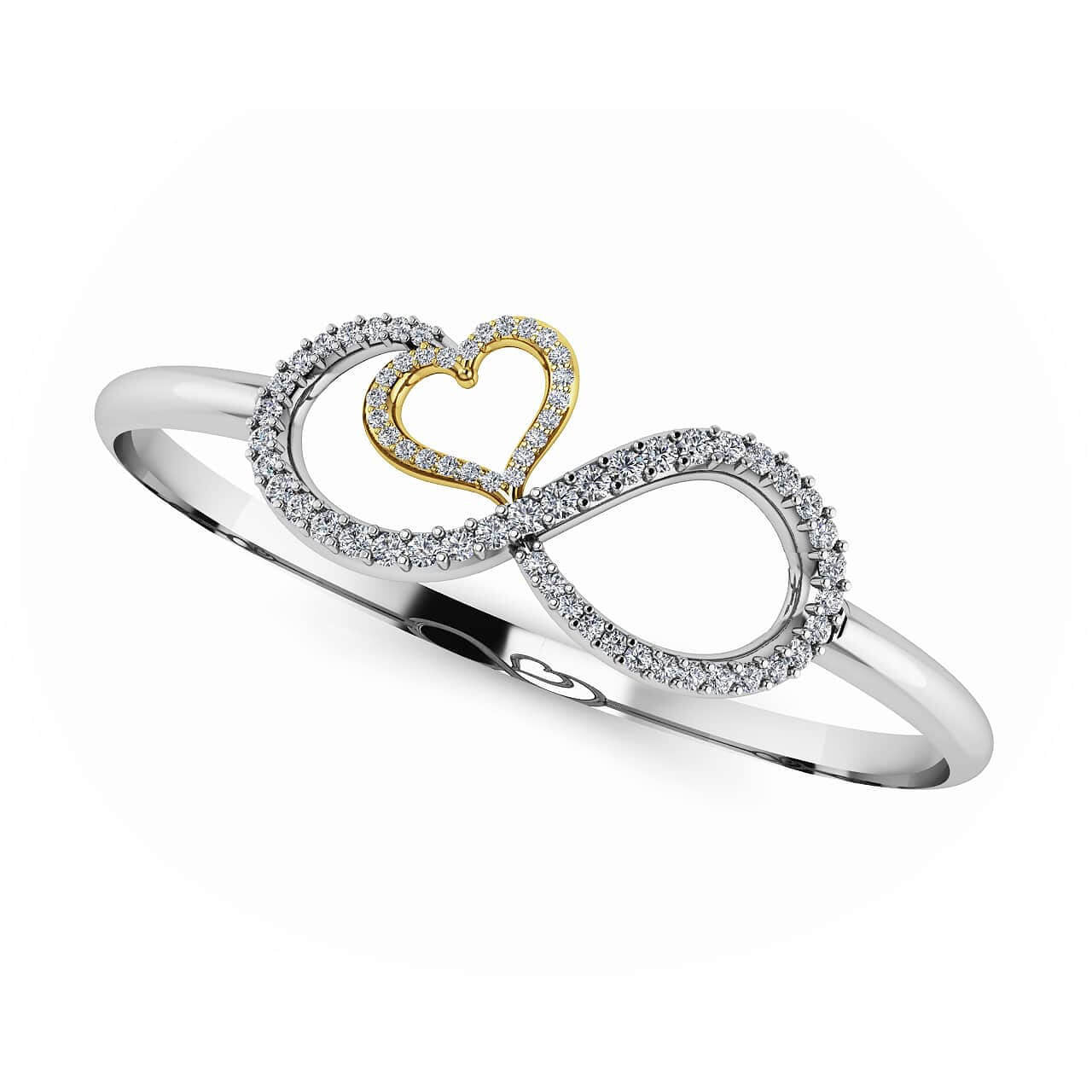 Infinite Love Diamond Heart Bangle Bracelet