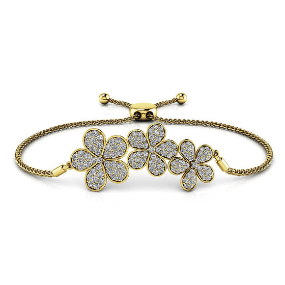 Three Flower Diamond Adjustable Bracelet