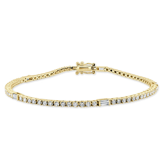 14k Gold & Baguette Diamond Tennis Bracelet