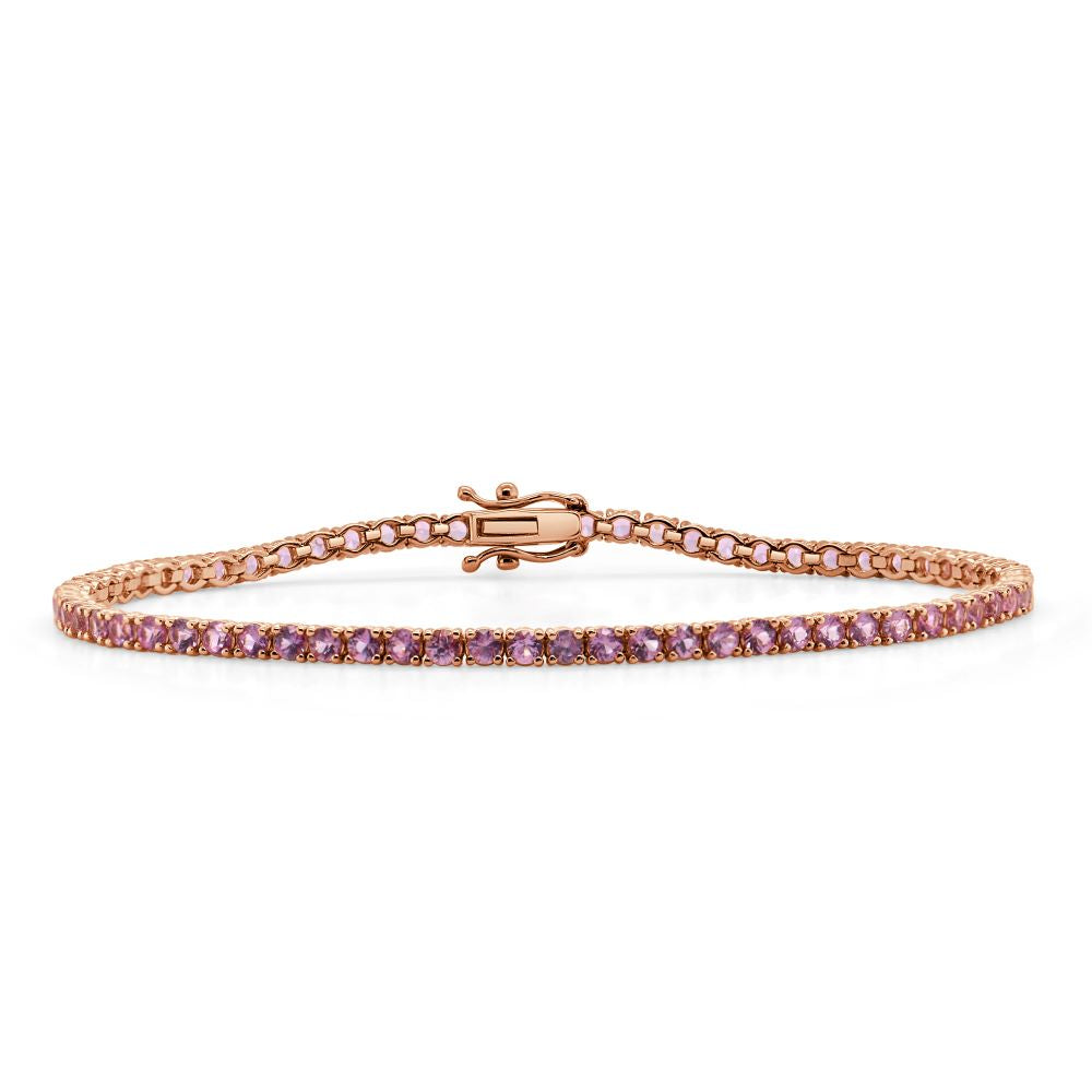 14K Gold Pink Sapphire Tennis Bracelet