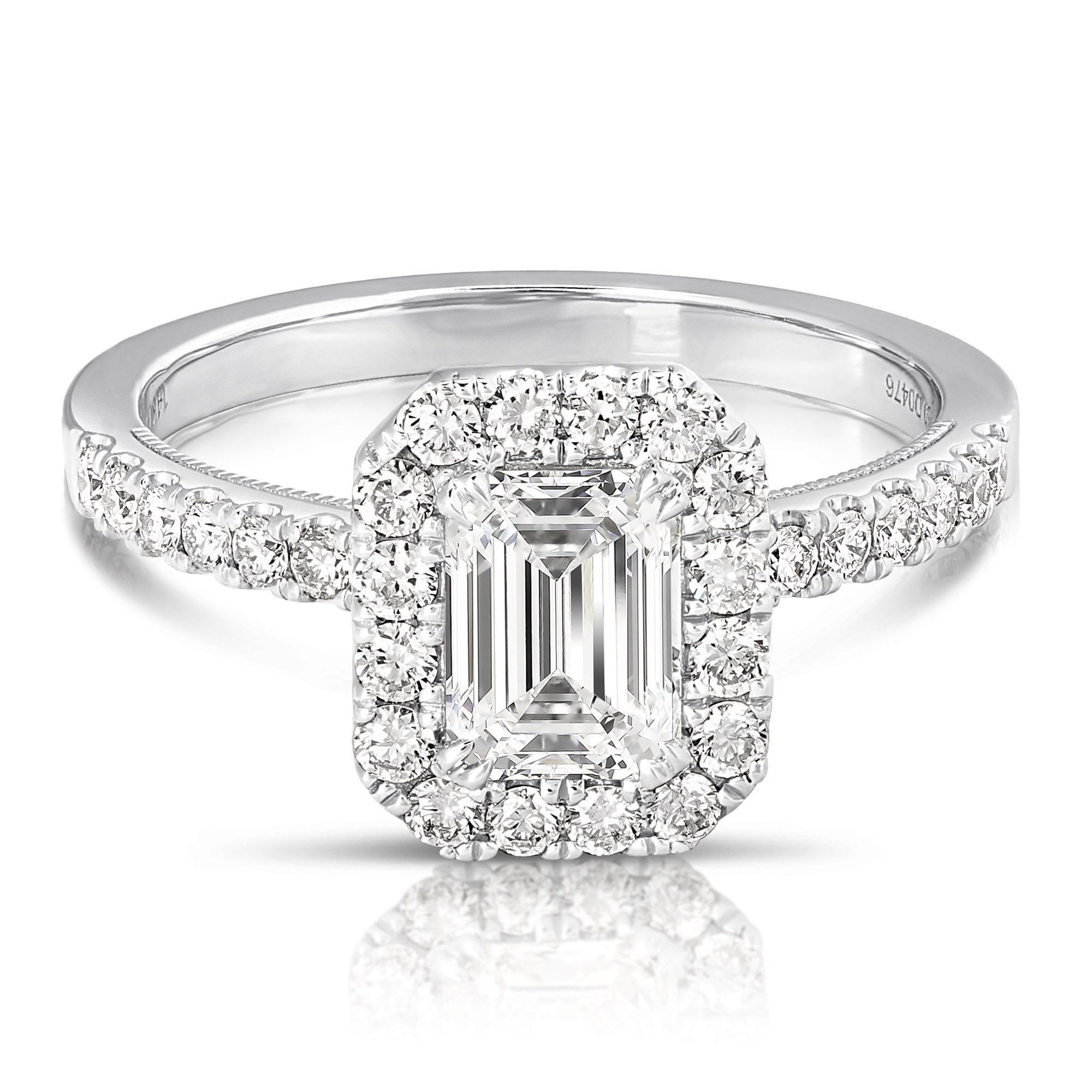 14K 1 Ct Emerald Cut Halo Lab Grown Engagement Ring