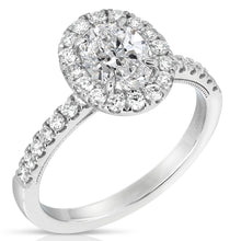  14K 1 Ct Oval Halo Lab Grown Engagement Ring