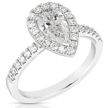  14K 1 Ct Pear Shape Halo Lab Grown Engagement Ring