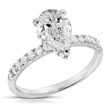  14K 1.5 Ct Pear Shape H-Halo Lab Grown Engagement Ring