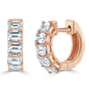 14K Gold Emerald-Cut Diamond Huggie Earrings