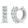 14K Gold Emerald-Cut Diamond Huggie Earrings