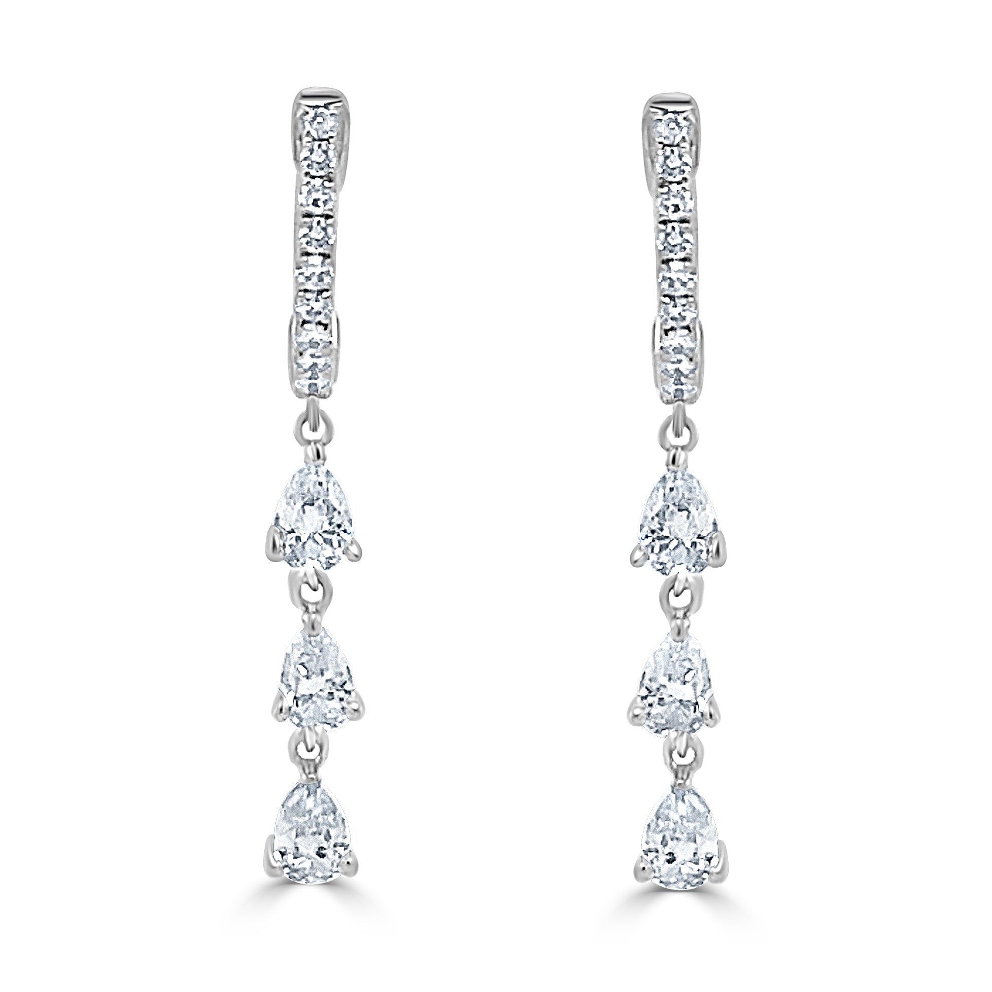 14k Gold & Pear-Shape Diamond Huggie Earrings
