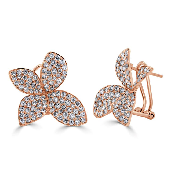 14K Gold & Diamond Flower Earrings
