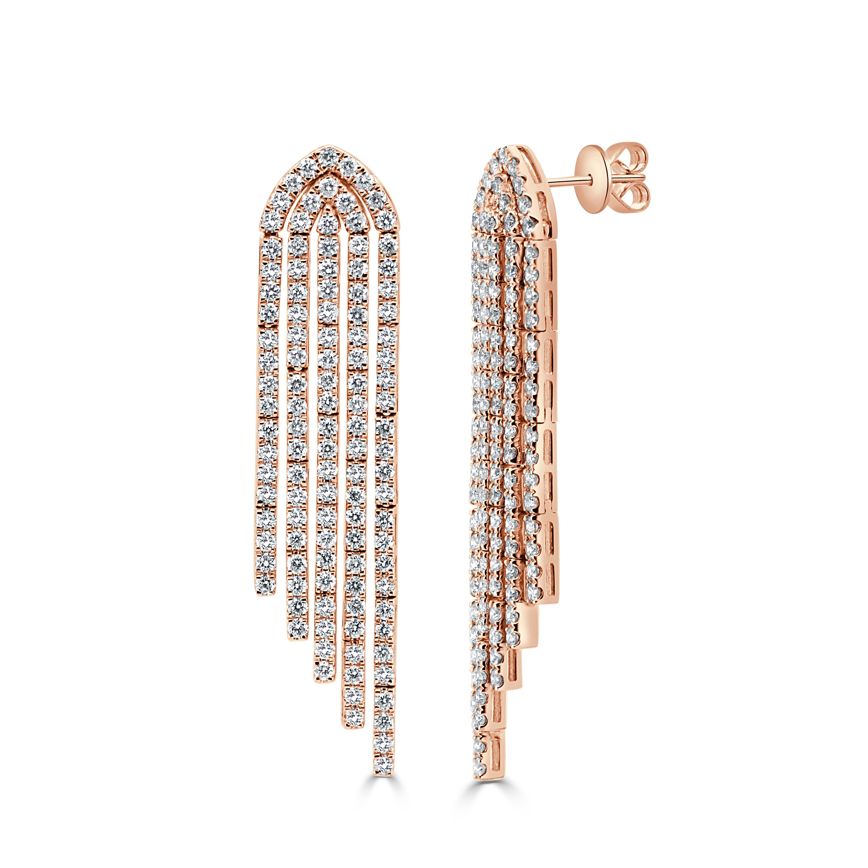 14K Gold & Diamond Dangle Waterfall Earrings