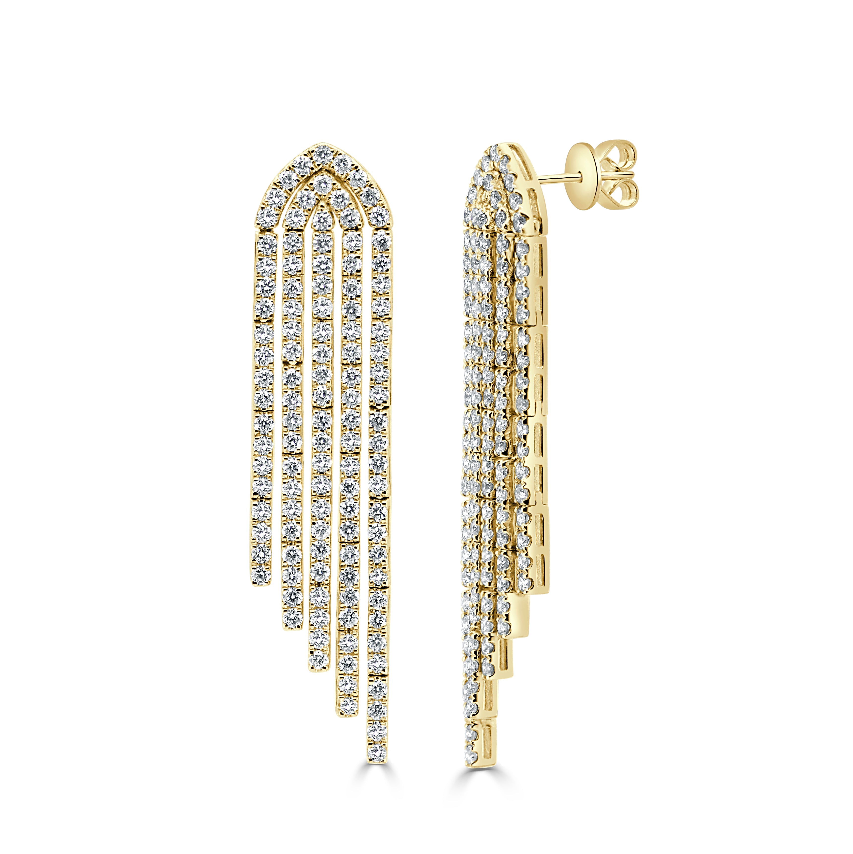 14K Gold & Diamond Dangle Waterfall Earrings