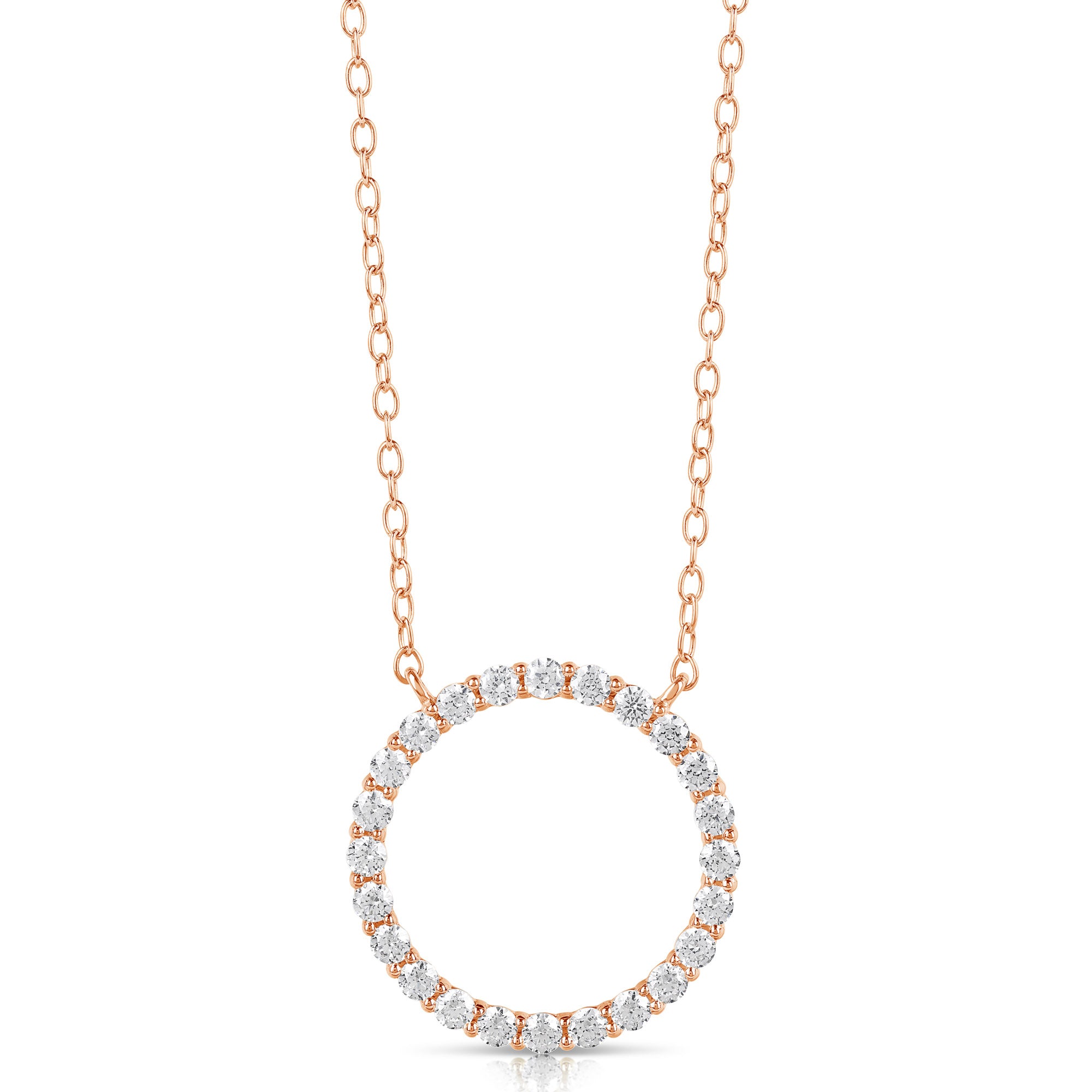 14K 0.25 Ct Colorless Flawless Circle Shaped Pendant With Chain