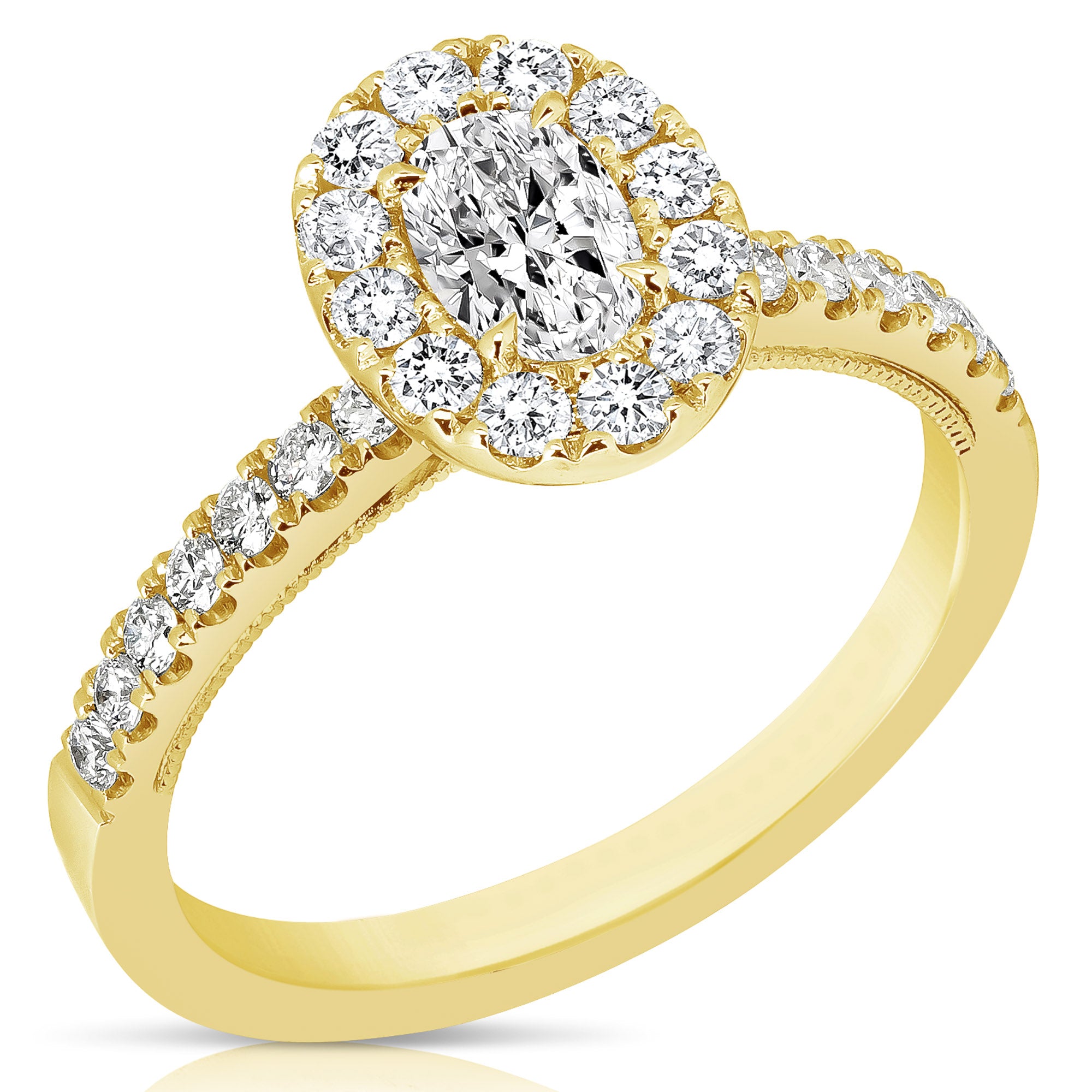 14K 0.5 Ct Center Oval Halo Diamond Engagement Ring