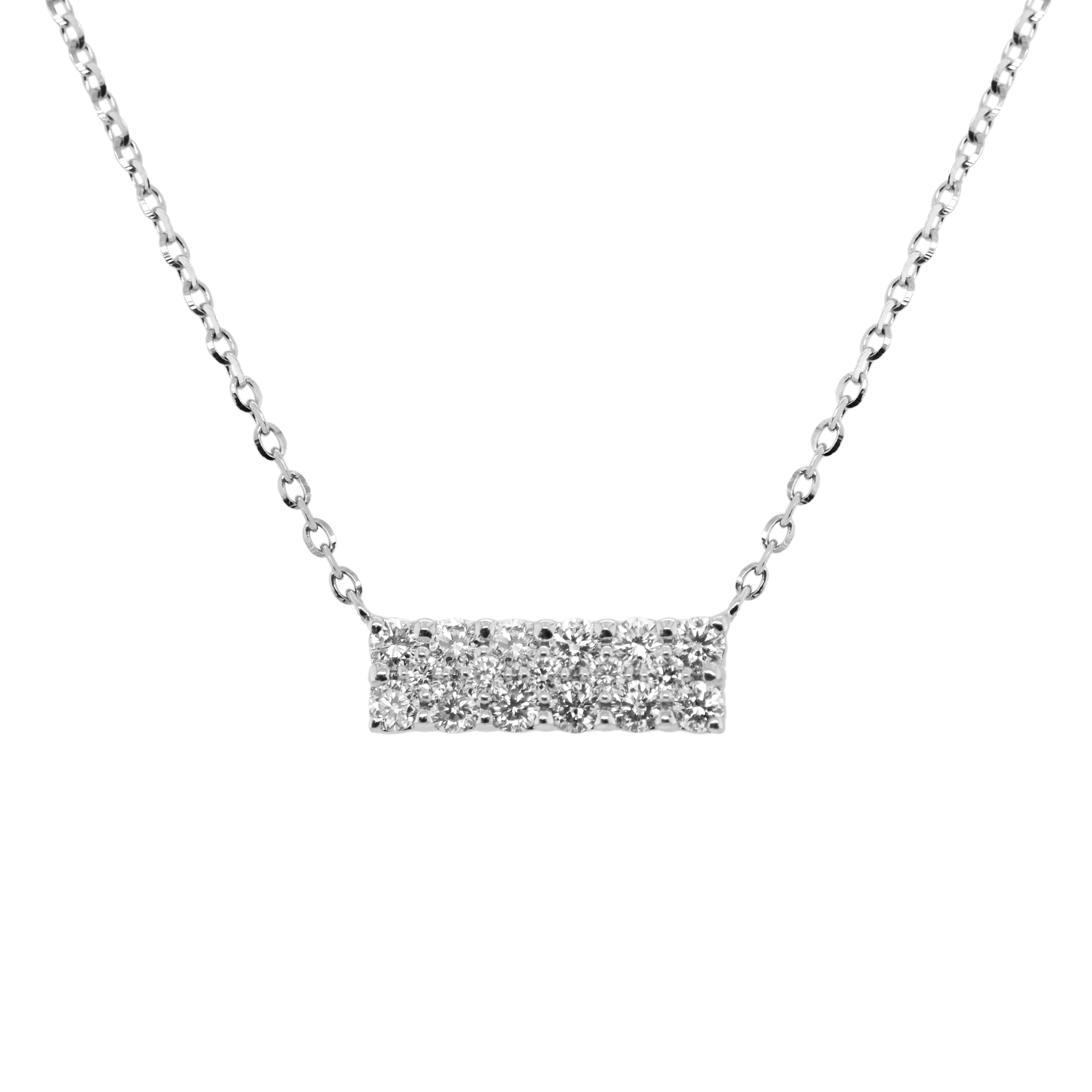 14k Gold & Diamond Bar Necklace (Adjustable, Wider Bar)