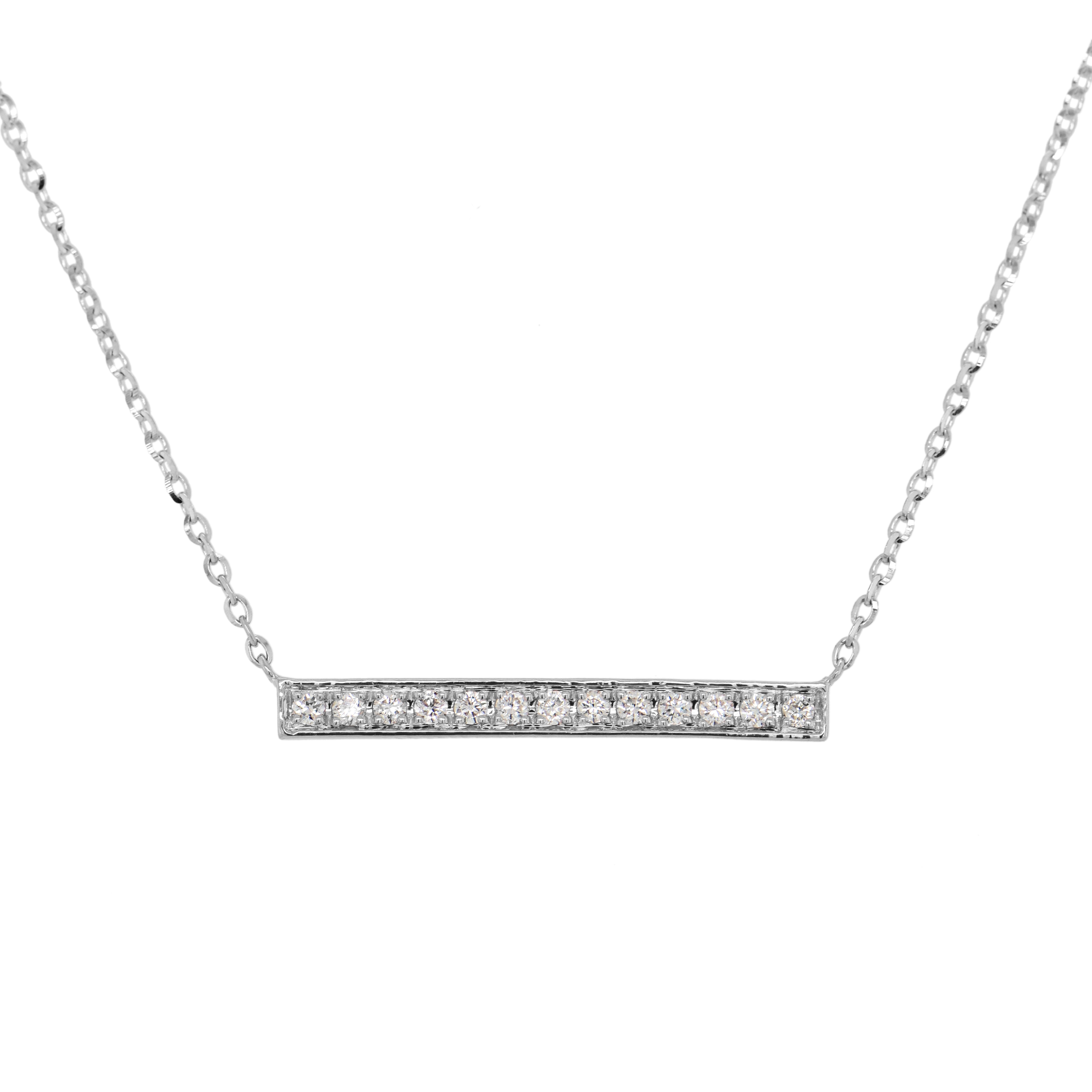 14k Gold & Diamond Bar Necklace (Adjustable)
