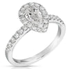 14K 0.5 Ct Center Pear Shape Halo Diamond Engagement Ring