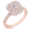 14K 1/3 Ct Center Emerald Cut D-Halo 1 Ctw Diamond Engagement Ring