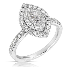  14K 1/3 Ct Center Marquise D-Halo 1 Ctw Diamond Engagement Ring