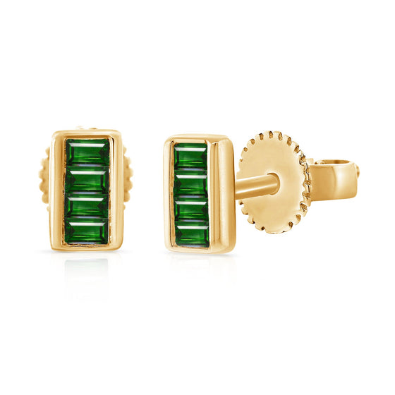 14k Gold & Emerald Baguette Stud Earrings