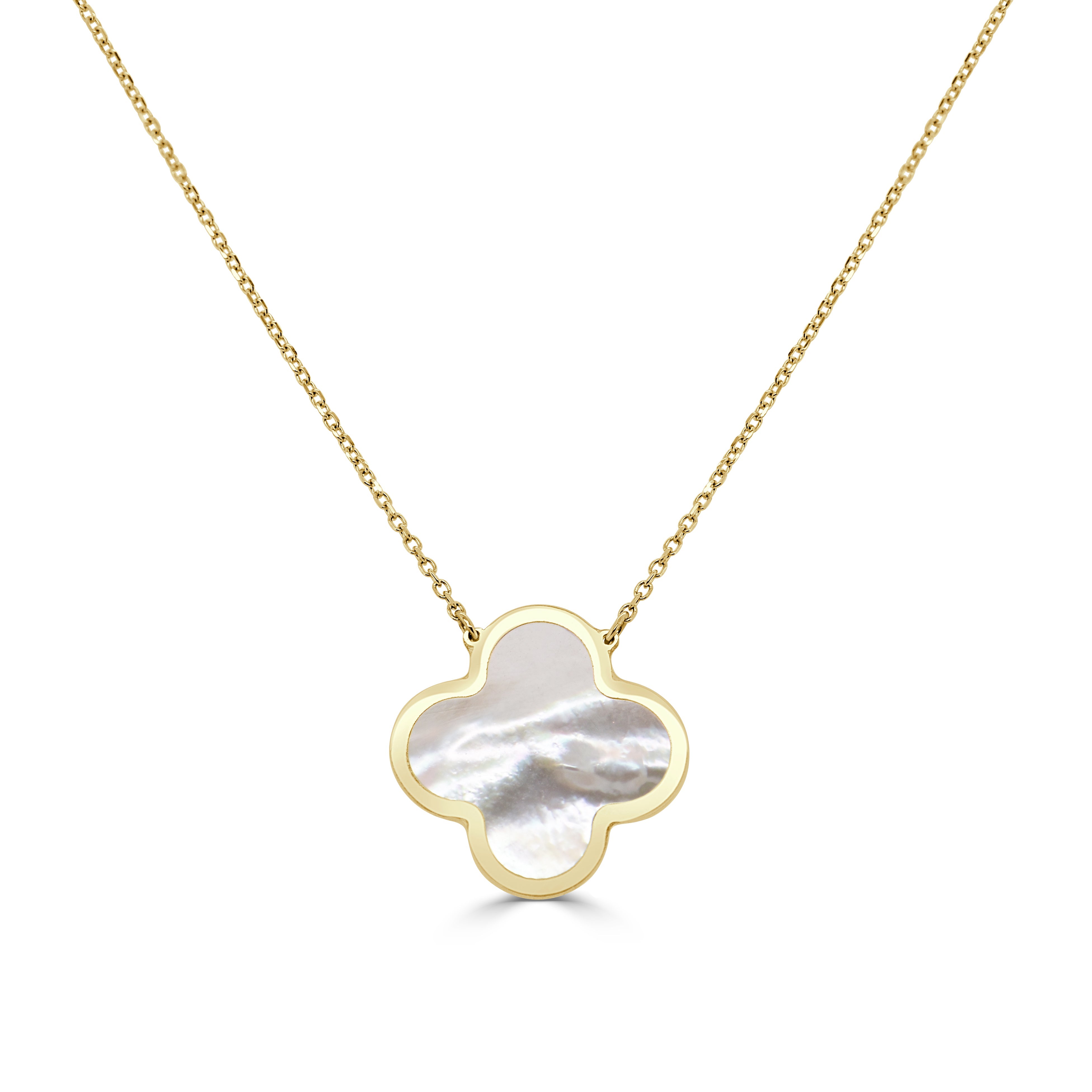 14K Yellow Gold & Mother of Pearl Clover Necklace