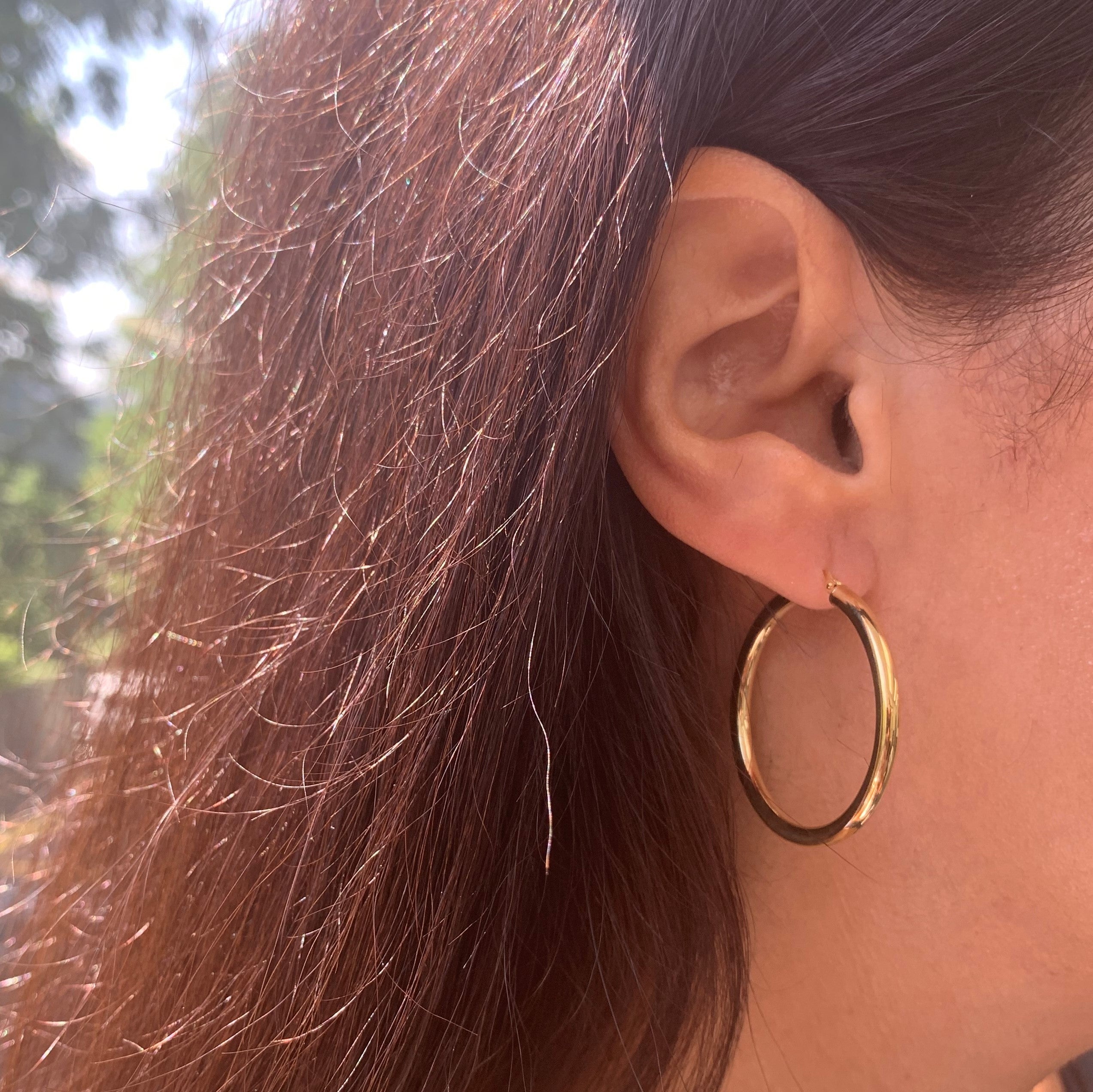 14K Yellow Gold Polished Tube Hoop Earrings