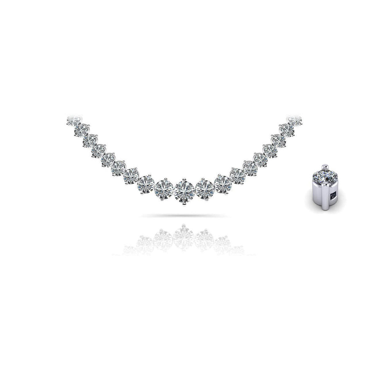 Diamond Crescendo Necklace With Shiny Links 