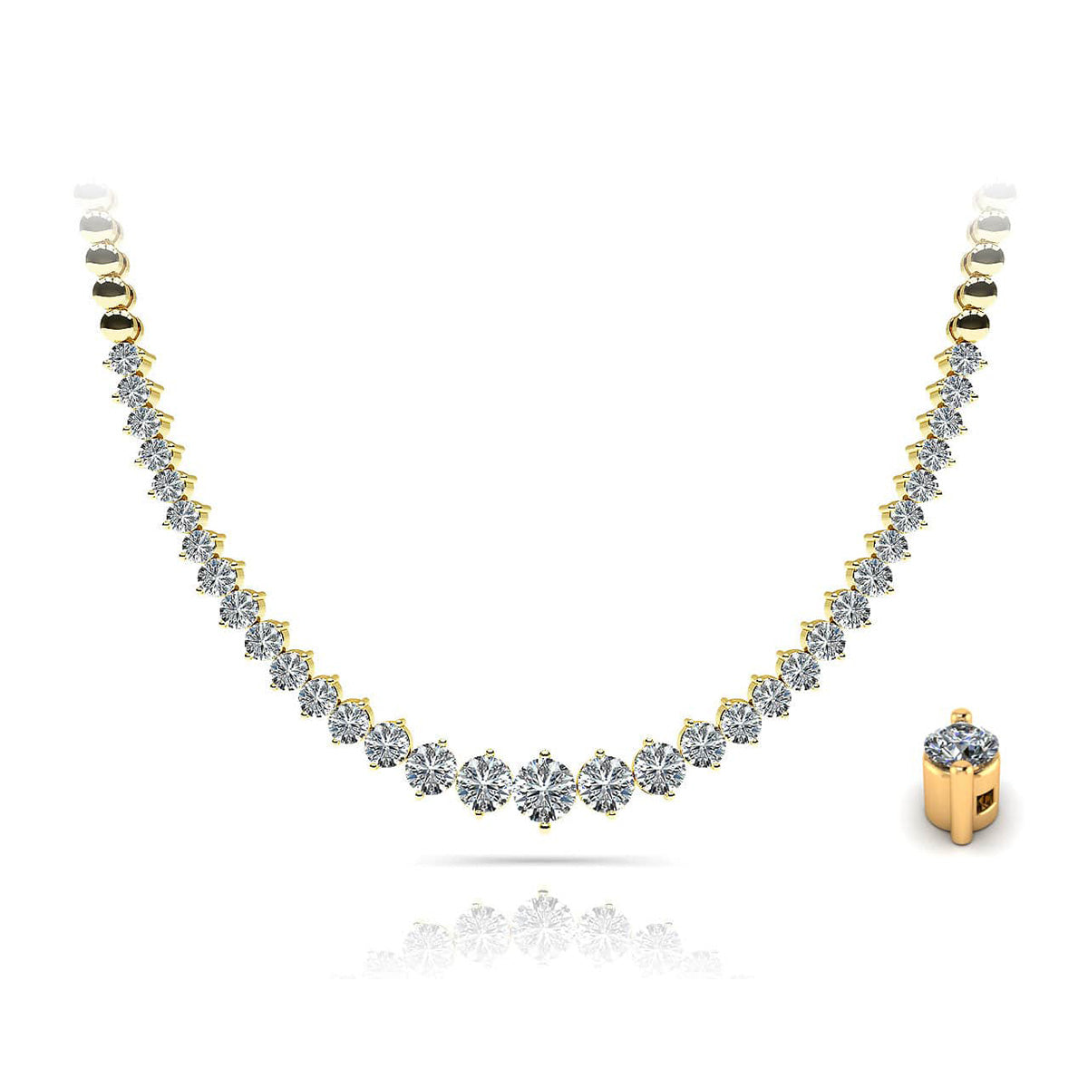 Diamond Crescendo Necklace With Shiny Links 