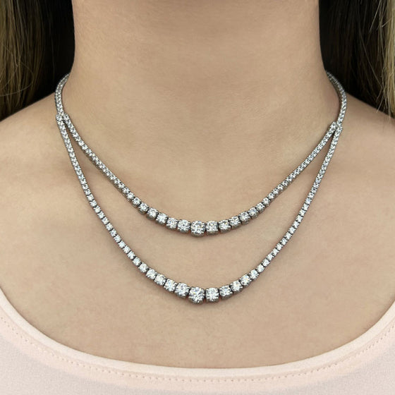 4 Prong Double Strand Graduated Diamond Necklace
