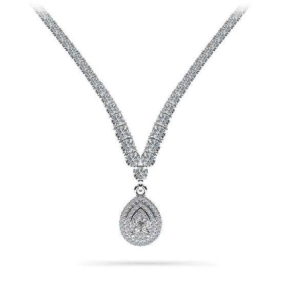 4 Prong Graduated V Diamond Necklace 