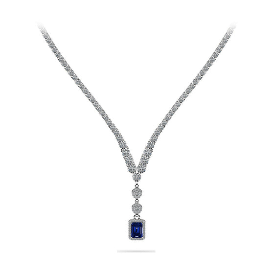 Extravagant Gemstone Pendant 4 Prong V Necklace