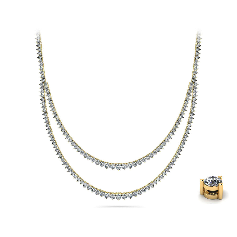3 Prong Double Strand Graduated Diamond Necklace