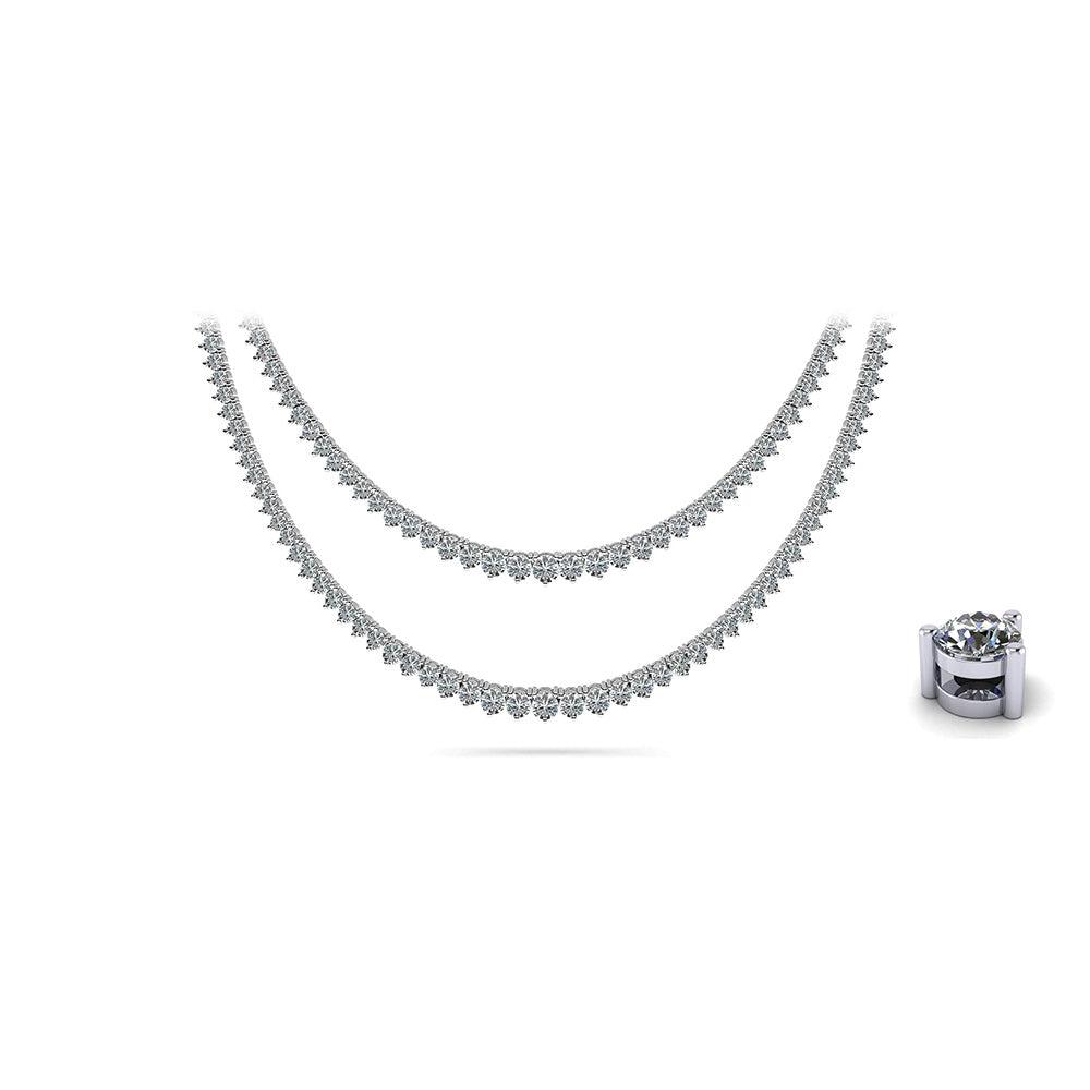 3 Prong Double Strand Graduated Diamond Necklace