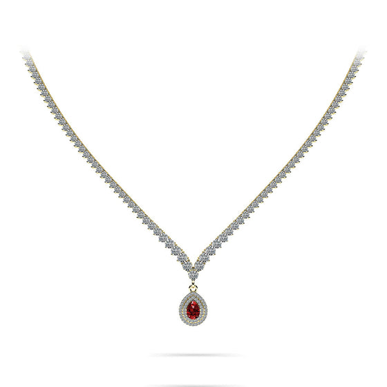 Teardrop Gemstone Pendant 3 Prong Necklace