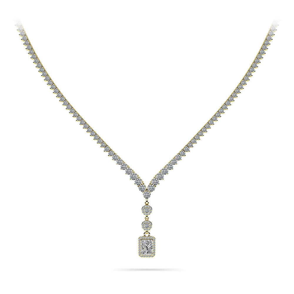 Extravagant Diamond Pendant 3 Prong V Necklace 