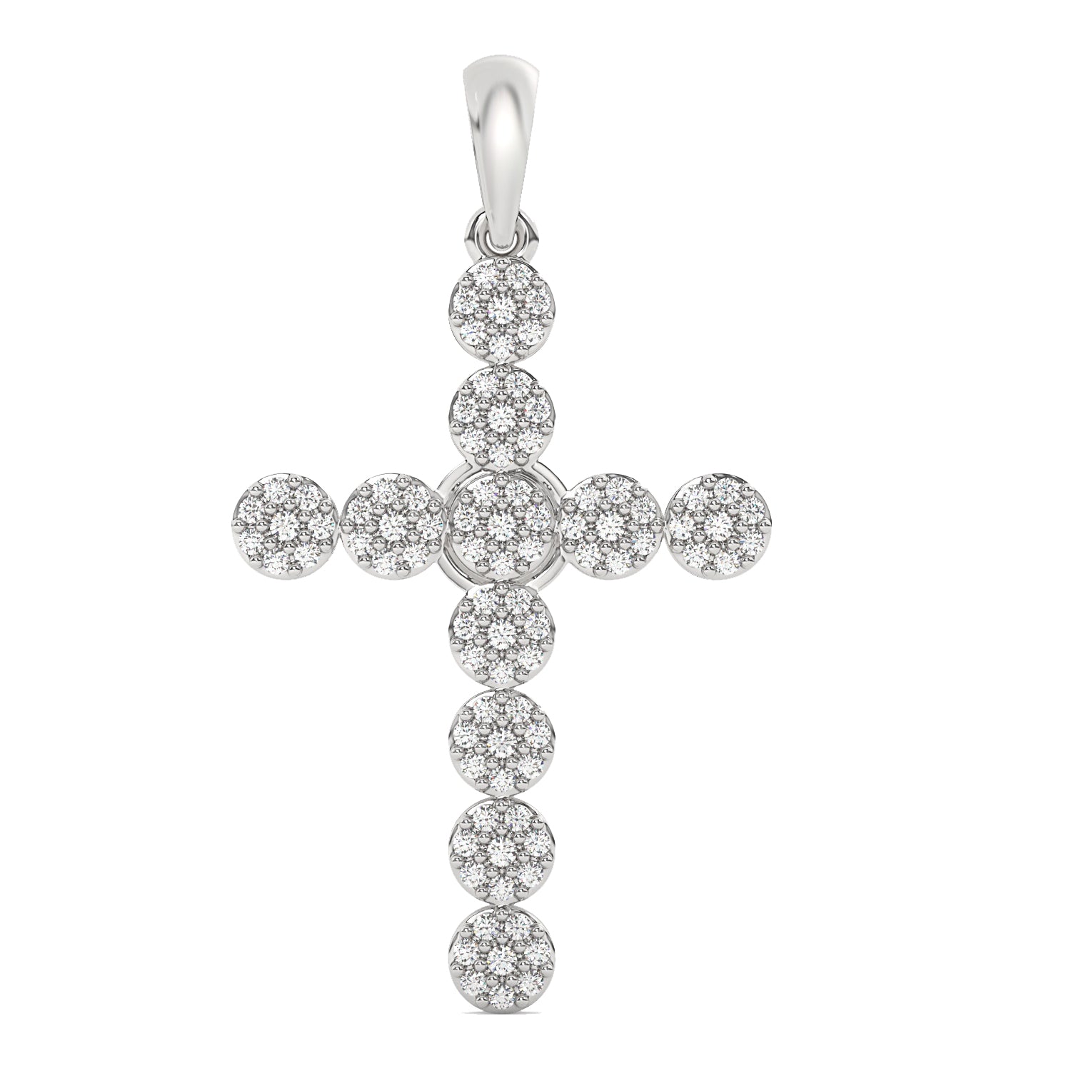 14K 0.25 Ct Cluster Cross Pendant With Chain